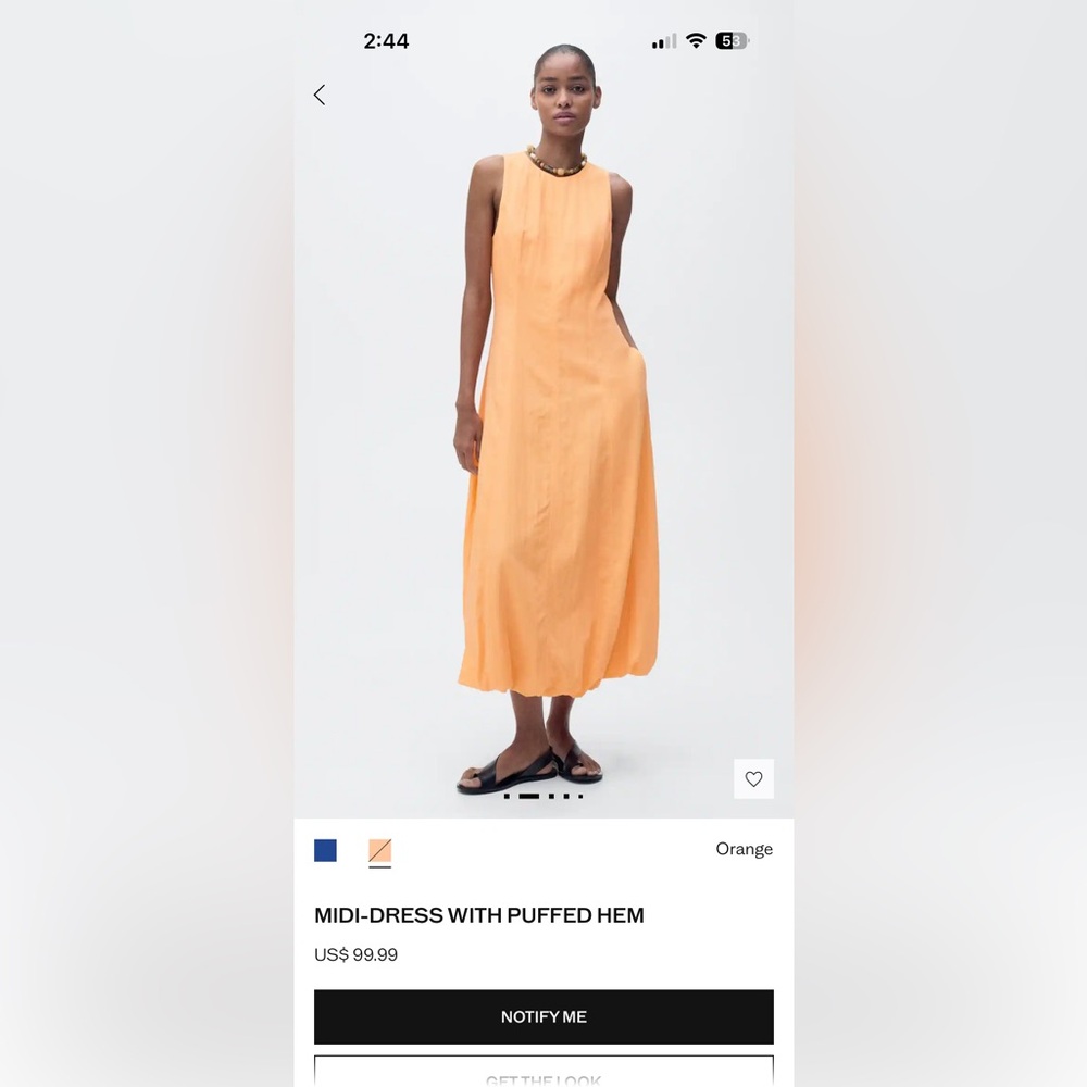 Mango Orange Puffed HemMidi Dress